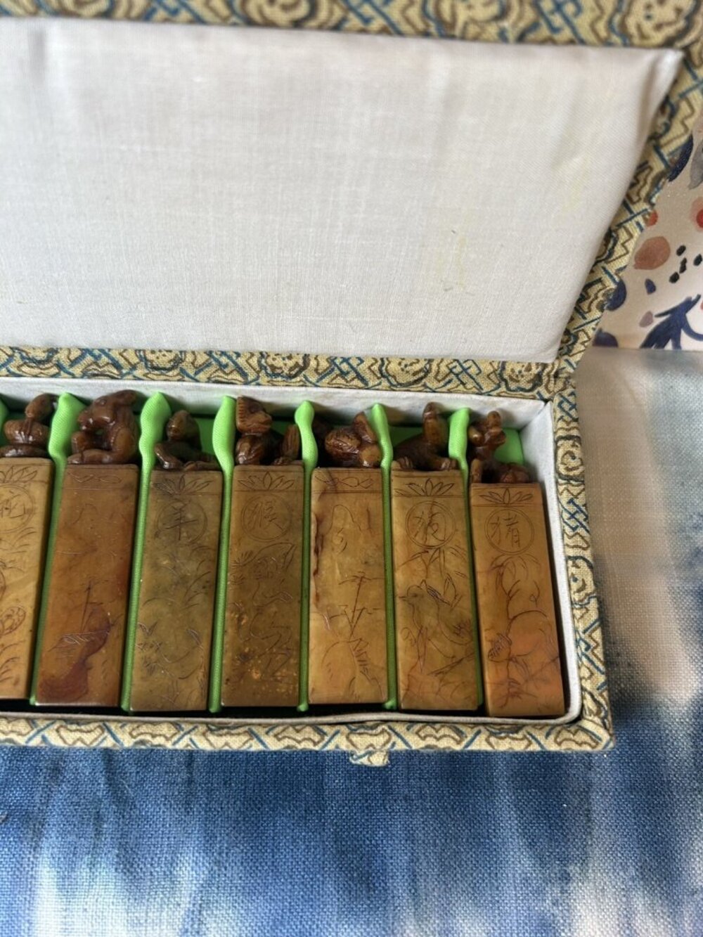 Carved Red Soapstone Seal Stamp Zodiac Set 12 Pieces Antique Chinese Asian 3” - Picture 4 of 16